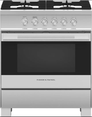 Fisher & Paykel 30" Brushed Stainless Steel with Black Glass Pro Style Natural Gas Range