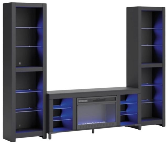 Signature Design by Ashley® Cayberry 3-Piece Matte Black Entertainment Center with Electric Fireplace-3
