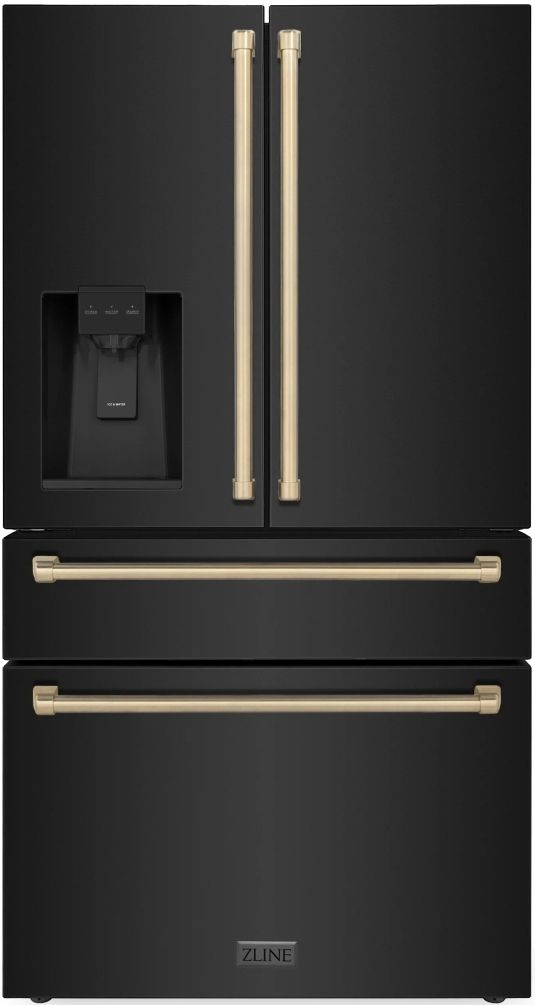 ZLINE Autograph Edition 36" 21.6 Cu. Ft Fingerprint Resistant Black Stainless Steel Counter Depth French Door Refrigerator-0