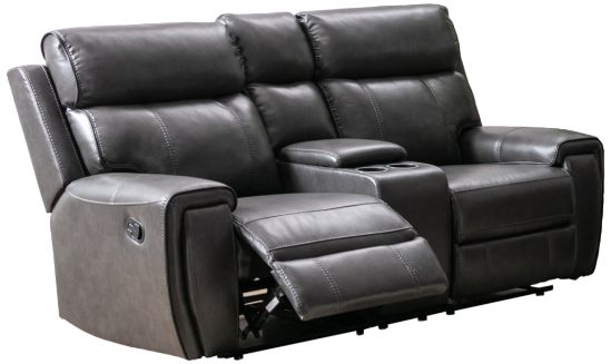 Mazin Furniture Carnegie Grey Manual Reclining Loveseat with Center Console-2
