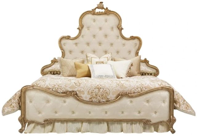 Michael Amini® Platine De Royale™ Antique Platinum/Champagne California King Upholstered Panel Bed-2