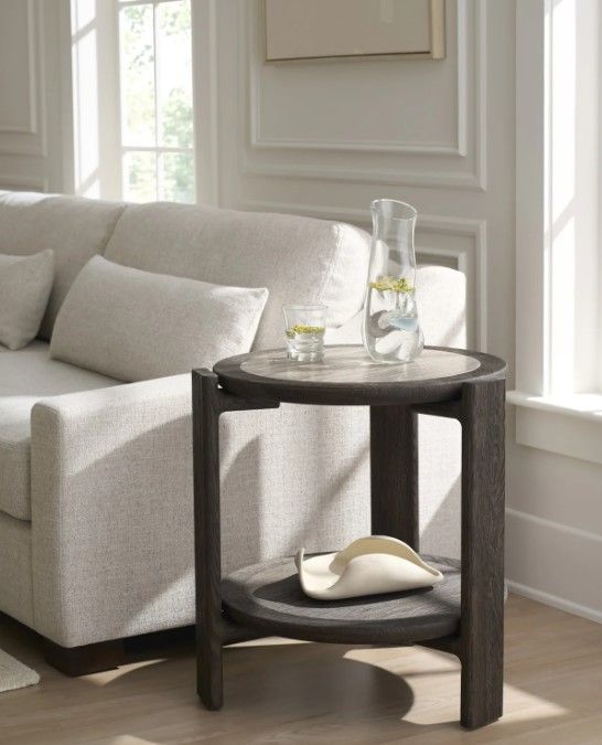 Universal Explore Home™ Modern Dark Gray Side Table with Sable Base-1