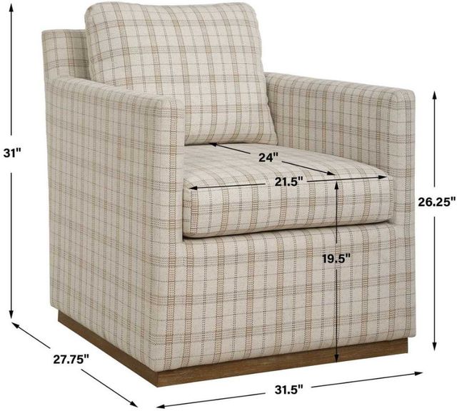 Uttermost® Basie Beige/Taupe Swivel Chair-2
