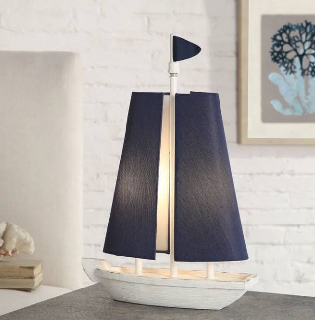 Stylecraft Maritine Blue/White Table Lamp -3