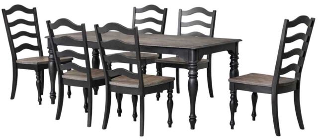 Liberty Furniture Magnolia Manor 7-Piece Antique Black/Weathered Bark Dining Table Set-0