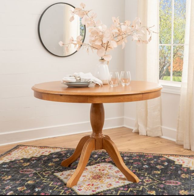 Linon Norah Caramel Pedestal Dining Table-1