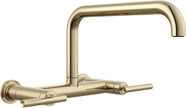 KOHLER® Purist® Vibrant French Gold 2-Hole Wall-Mount Bridge Kitchen Sink Faucet-0
