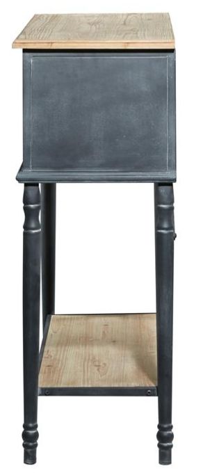 Deco Marche Brown 2-Shelf Console Table with Black Base-1