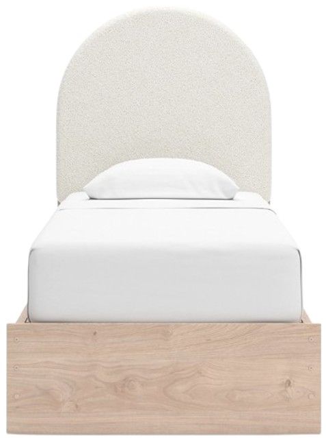 Signature Design by Ashley® Arloster Tan/White Twin Upholstered Panel Bed with 2-Drawer Storage-3