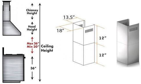 ZLINE 2 Piece 12" Stainless Steel Wall Hood Extension Kit-1