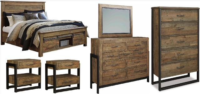 Signature Design by Ashley® Sommerford 6-Piece Brown California King Storage Panel Bed Set-0