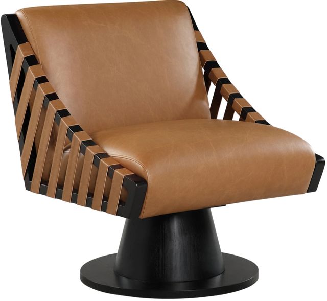 Meridian Furniture Millwin Cognac/Black Vegan Leather Swivel Accent Chair-0
