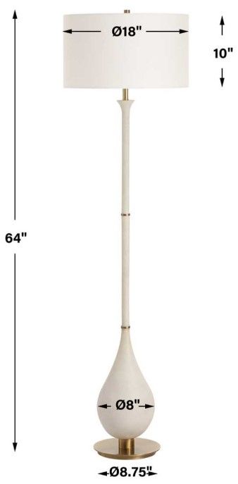 Uttermost® Dewdrop Antique Brass/Ivory Floor Lamp-2