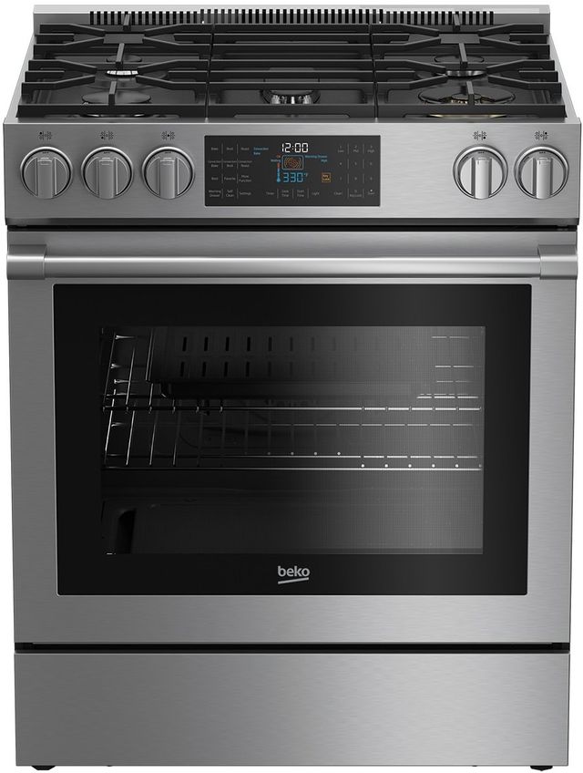 Beko 30" Stainless Steel Slide In Gas Range-0