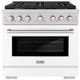 ZLINE 36" Stainless Steel Pro Style Gas Range with White Matte Door-0