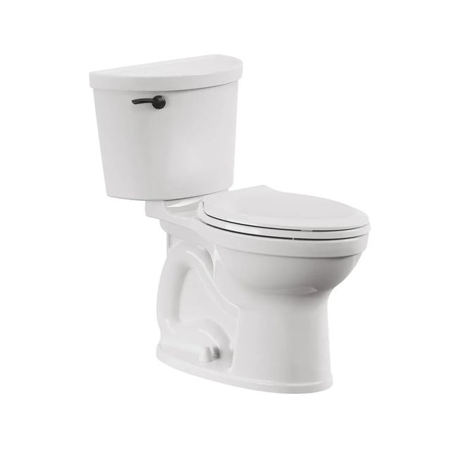 American Standard Champion White Champion® PRO Two-Piece Chair Height Elongated Toilet with Matte Black Trip Lever Less Seat 1.28 gpf/4.8 Lpf -0