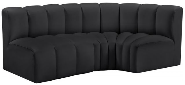 Meridian Furniture Arc 3-Piece Black Vegan Leather Sectional-1