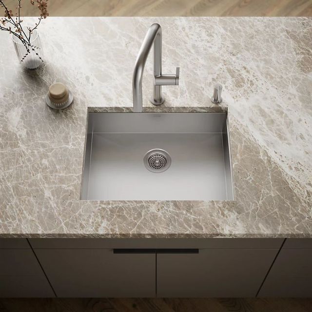 KOHLER® Vault™ Stainless Steel 25" Top/Undermount Single-Bowl Kitchen Sink-1