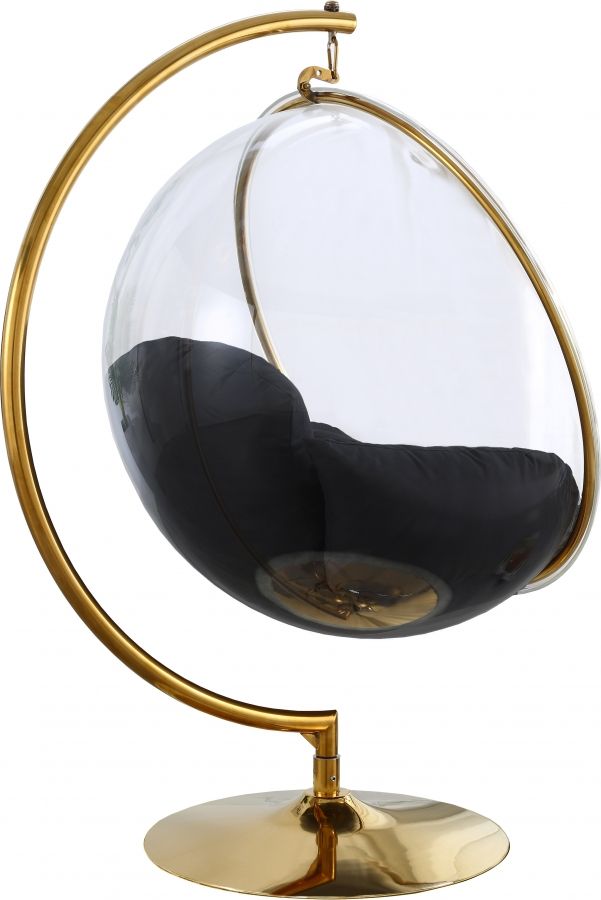 Meridian Furniture Luna Black/Gold Durable Fabric Acrylic Swing Chair-1