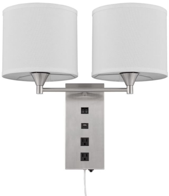 Cal® Lighting & Accessories Reedsport Brushed Steel/White Wall Lamp-1