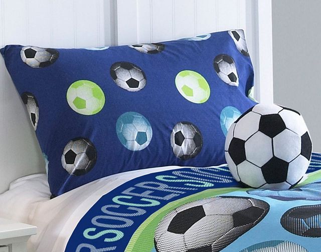 Hallmart Collectibles Soccer 3-Piece Blue Twin Comforter Set-2
