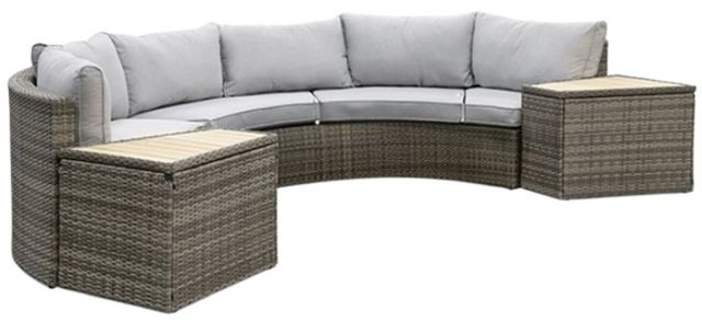 Furniture of America® Barbuda 6-Piece Gray/Natural Fabric/Polyrattan/Steel Outdoor Conversation Set-2