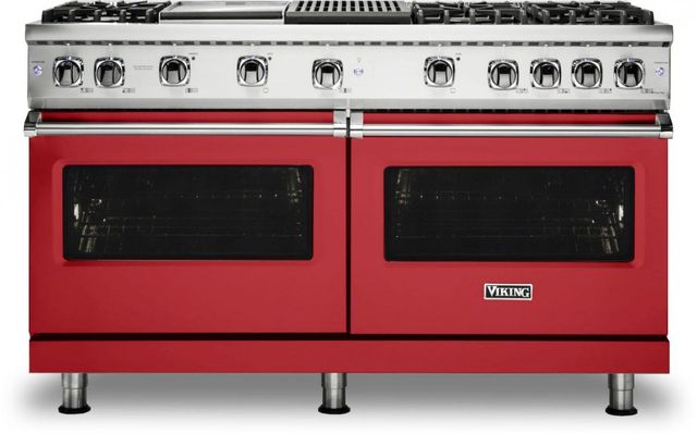 Viking® 5 Series 60" San Marzano Red Pro Style Natural Gas Range with 12" Griddle and 12" Grill-0