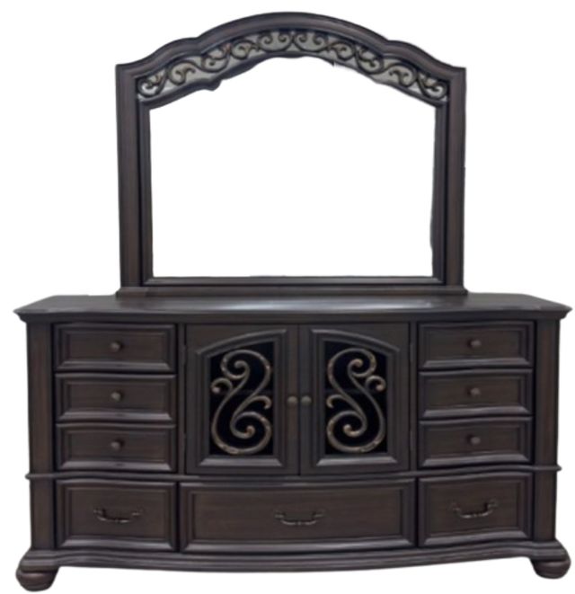 Elements International Brunswick Mahogany Brown Dresser and Mirror Set-0