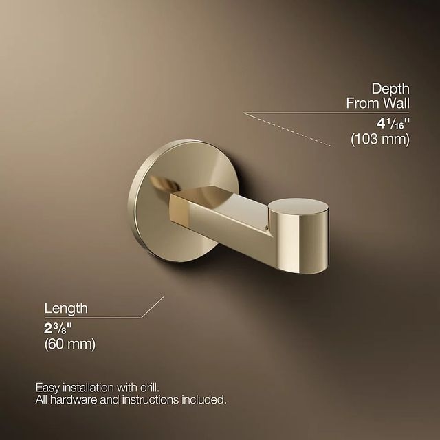 KOHLER® Components® Vibrant French Gold Robe Hook-2