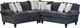 Fusion Furniture 7005 Elise 3-Piece Ink L-Shaped Sectional-0
