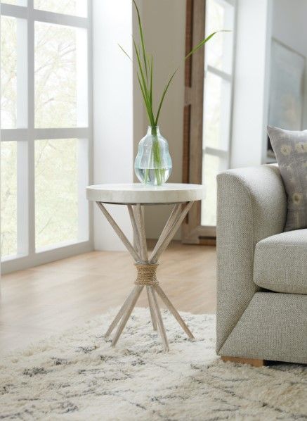 Hooker® Furniture American Life Amani Capiz Shell Accent Table with Buff Almond Base-3
