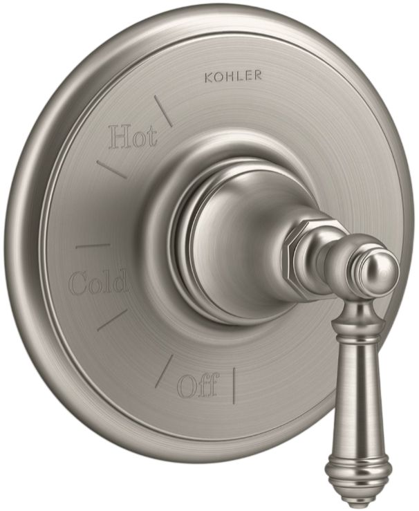 KOHLER® Artifacts® Rite-Temp® Vibrant Brushed Nickel Valve Trim with Lever Handle-0