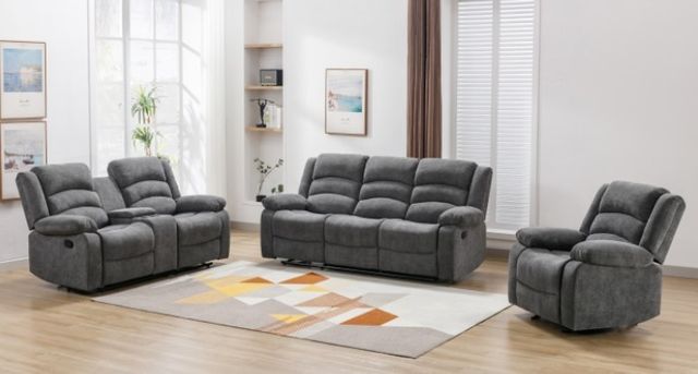 Mazin Furniture Zenthia Gray Manual Reclining Sofa-3