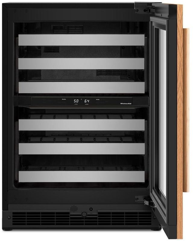 Kitchenaid® 24" Panel-Ready Undercounter Wine Cooler with Full-Extension Wood-Front Racks-1