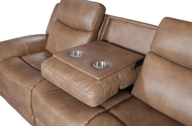 Corinthian Furniture Mocha Power Headrest Sofa with Drop Down Table-2