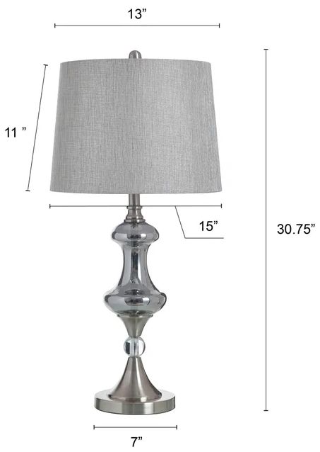 Stylecraft Brushed Nickel and Silver Glass Table Lamp-2