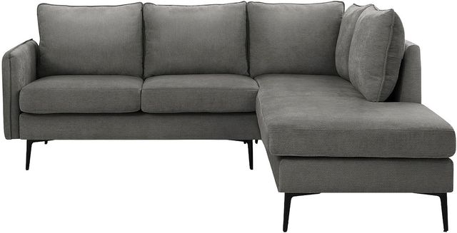 Monarch Specialties Inc. Grey 86" Right-Arm Facing Sofa Sectional and Chaise with Black Metal Legs-0