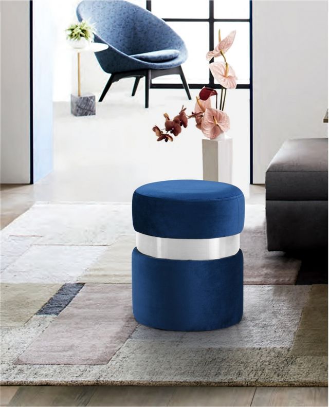 Meridian Furniture Hailey Navy Velvet Stool-1