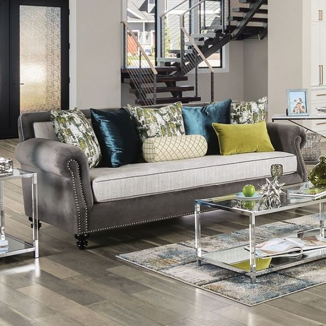 Furniture of America® Mariella Beige/Gray Sofa-0