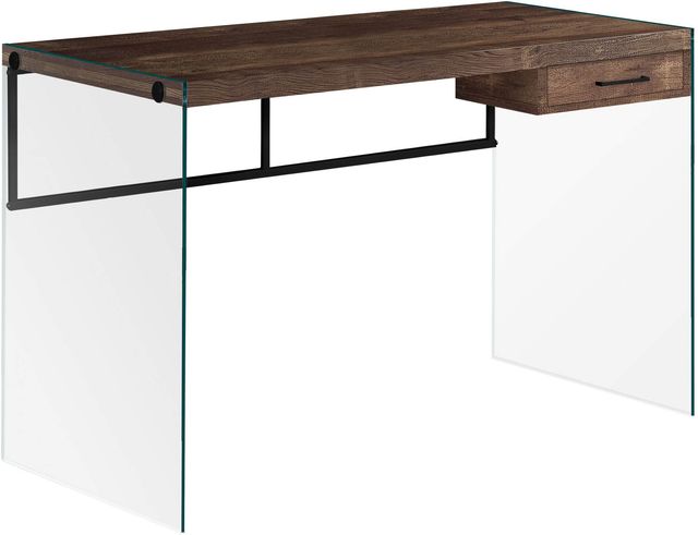 Monarch Specialties Inc. 48"L Brown Reclaimed Wood Glass Panel Computer Desk-2