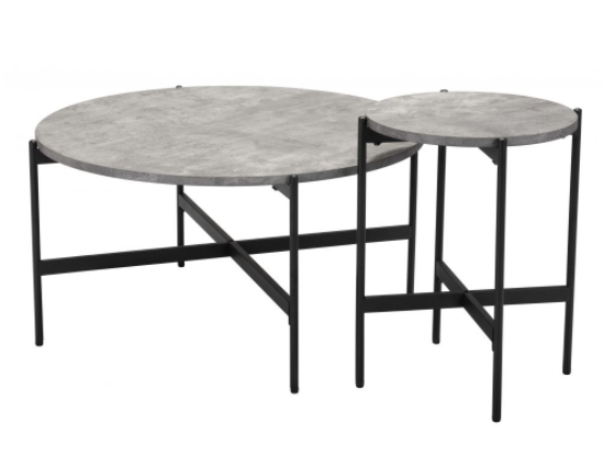Zuo® Modern Malo 2-piece Gray Coffee Tables with Black  Metal Base -2