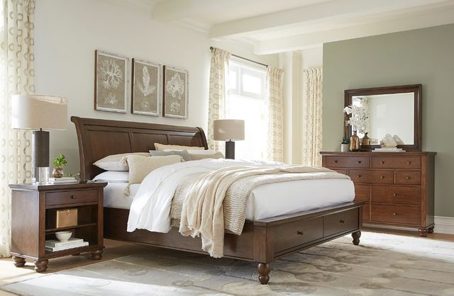 aspenhome® Cambridge Classic Cherry King Sleigh Storage Bed-2
