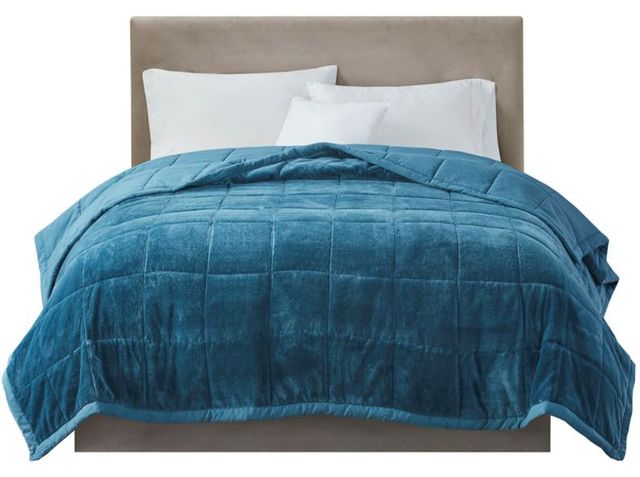 Olliix by Madison Park Coleman Teal Full/Queen Reversible Down Alternative Blanket-1