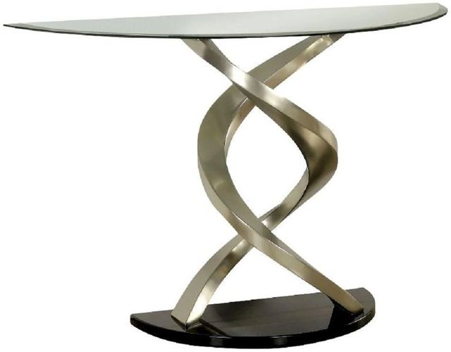 Furniture of America® Nova Tempered Glass Top Sofa Table with Black/Satin Plated Base-0