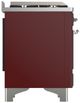 Ilve® Majestic III 36" Burgundy Pro Style Dual Fuel Liquid Propane Range with 6 Black Brass Burners and Chrome Trim-3