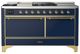 Ilve® Majestic III 60" Midnight Blue Pro Style Dual Fuel Natural Gas Range with Solid Door and Brass Trim-0