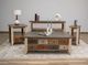 International Furniture Direct Antique Brown Lift-Top Cocktail Table with Beige Base-1