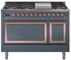 Ilve® Nostalgie II Noblesse 48'' Blue Gray Pro Style Dual Fuel Range with Copper Trim-0