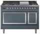 Ilve® Nostalgie II Noblesse 48'' Blue Gray Pro Style Dual Fuel Range with Chrome Trim-0