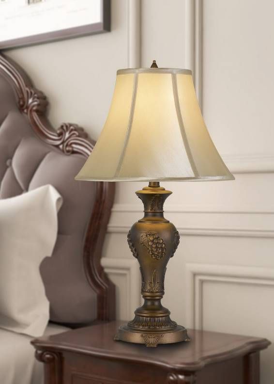 Cal® Lighting & Accessories Cavan Antique Brass/Off-White Table Lamp-2